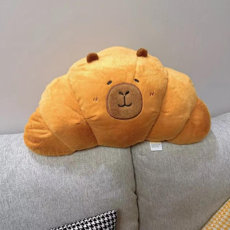 Милая плюшевая подушка в виде хлеба капибары, милая плюшевая кукла-еда, мягкая забавная игрушка-багет, круассан, капибара, мягкая игрушка в виде животных, подарок