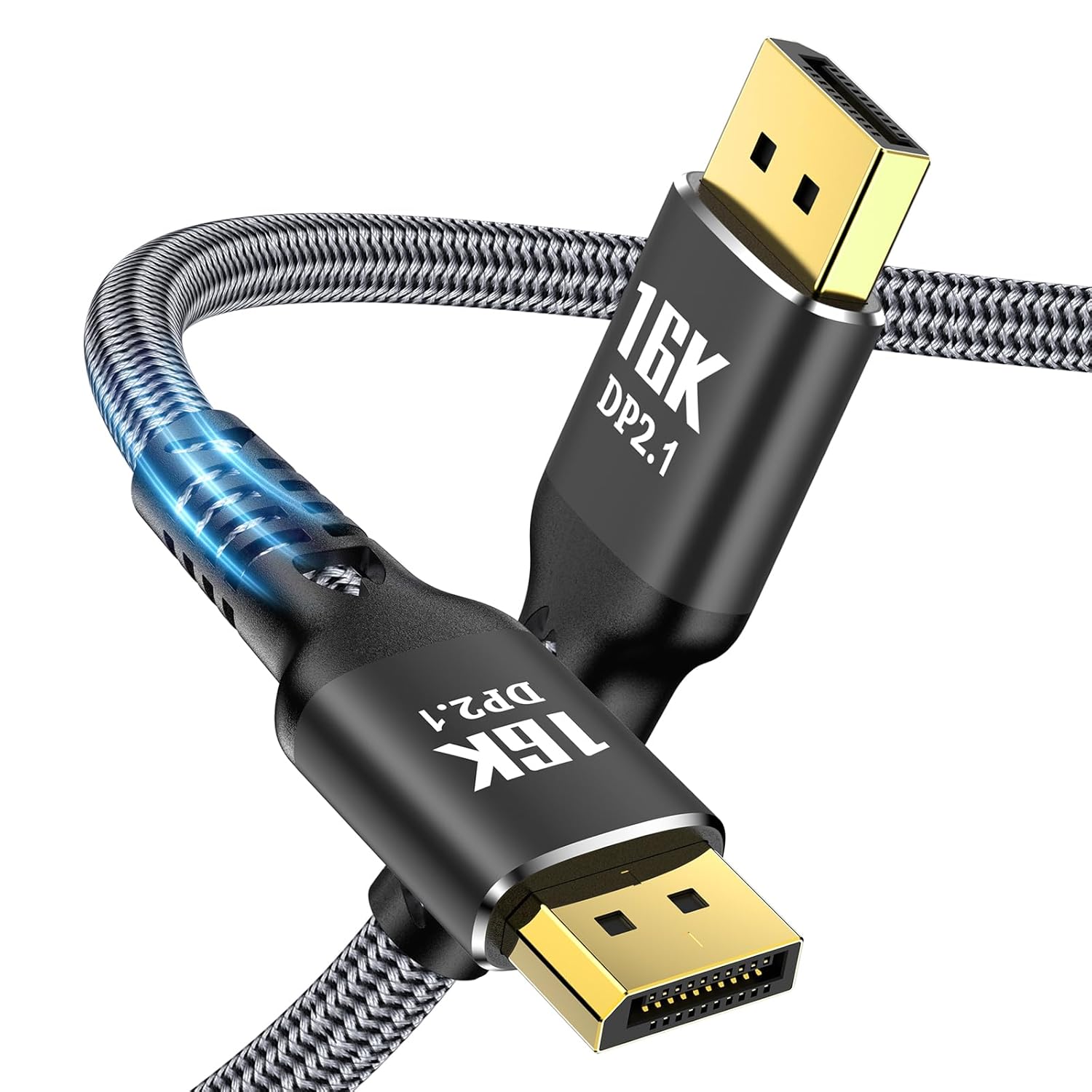 

16K DisplayPort Cable 2.1 [16K 60Hz, 8K 120Hz, 4K 240Hz 165Hz 144Hz, 80Gbps HDR10 HDCP DSC 1.2a] Braided DP 2.1 for FreeSync G-Sync Gaming Monitor 1M