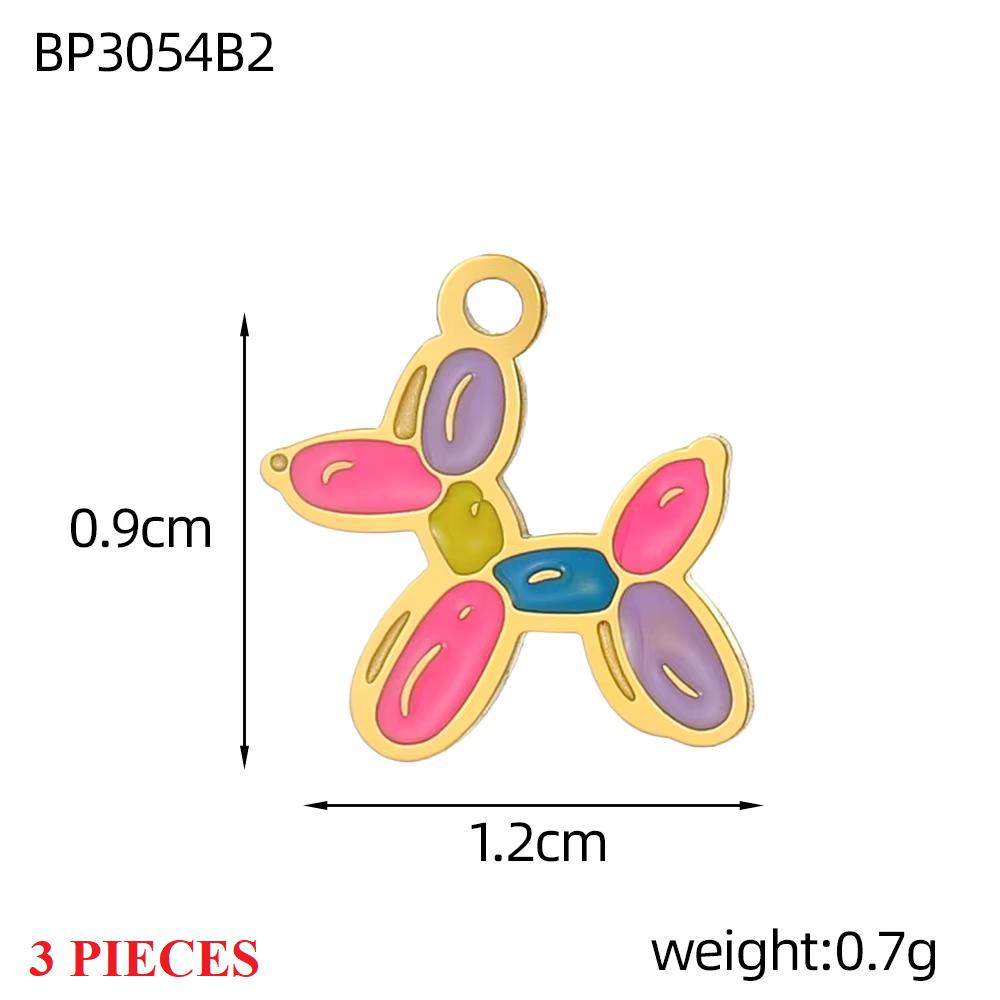 3PCS/LOT CARLIDANA Enamel Turtle Rabbit Bear Charms, Colored Stainless Steel Pendants for Women DIY Necklace Jewelry