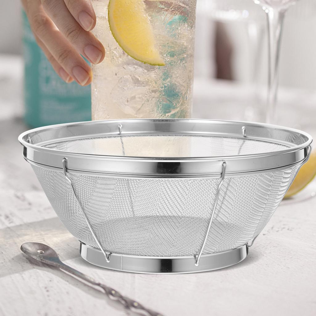 Colino Scolapasta in Acciaio Inossidabile Cesto a Maglia Fine per Lavare il Riso Scolare Frutta Verdura Ciotola da Cucina