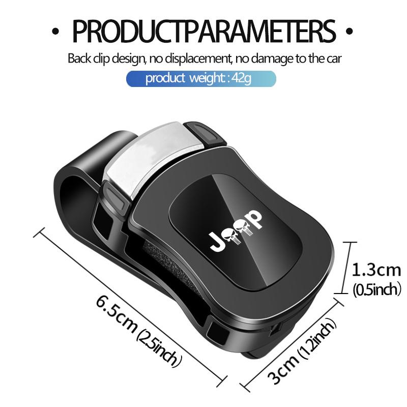 For Jeep Creative Sunglasses Holder Car Logo Sunglasses Ticket Clip Decoration Accessories Grand Cherokee Wrangler JK Renegade