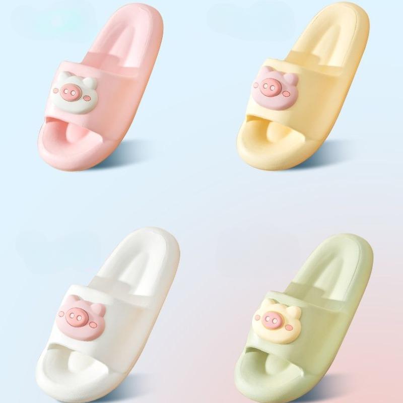 Slippers Female Super Soft Pig Head Pattern Sandals Summer Home Anti-slip Thick Bottom Bathroom Couple Bottom Slippers