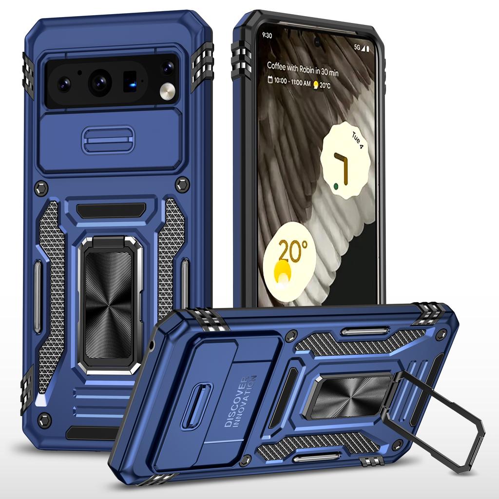 For Google Pixel 8 Pro Armor Series Kickstand Phone Case Slide Camera Protection PC+TPU Cover