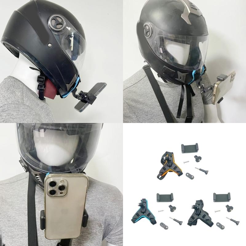 6 Piece Motorcycle Helmets Chin Mount Kit with Long Thumb Screw for Action Cameras and Smartphones