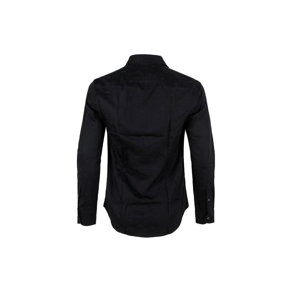 Emporio Armani Solid Color Casual Polo Long Sleeve Shirt Men Shirts Black 6L1C86-1N8JZ-F003