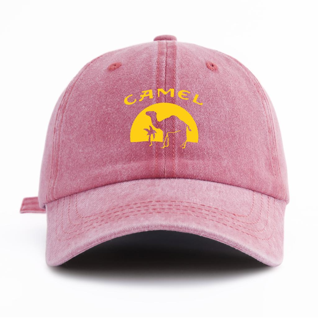 1 Stück gewaschene Baseballkappe mit Kamelprint für Erwachsene, minimalistischer Retro-Stil, lässig, weich, verstellbar, Papa-Hut, perfekt als Geschenk