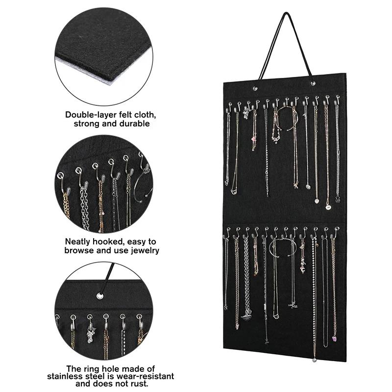 Wisząca Torba do Przechowywania Organizer na Biżuterię Naszyjnik Bransoletka Kolczyki Pierścionki Ekspozycja Biżuterii Organizacja Ściana Drzwi Szafa Przechowywanie Pudełko na Biżuterię