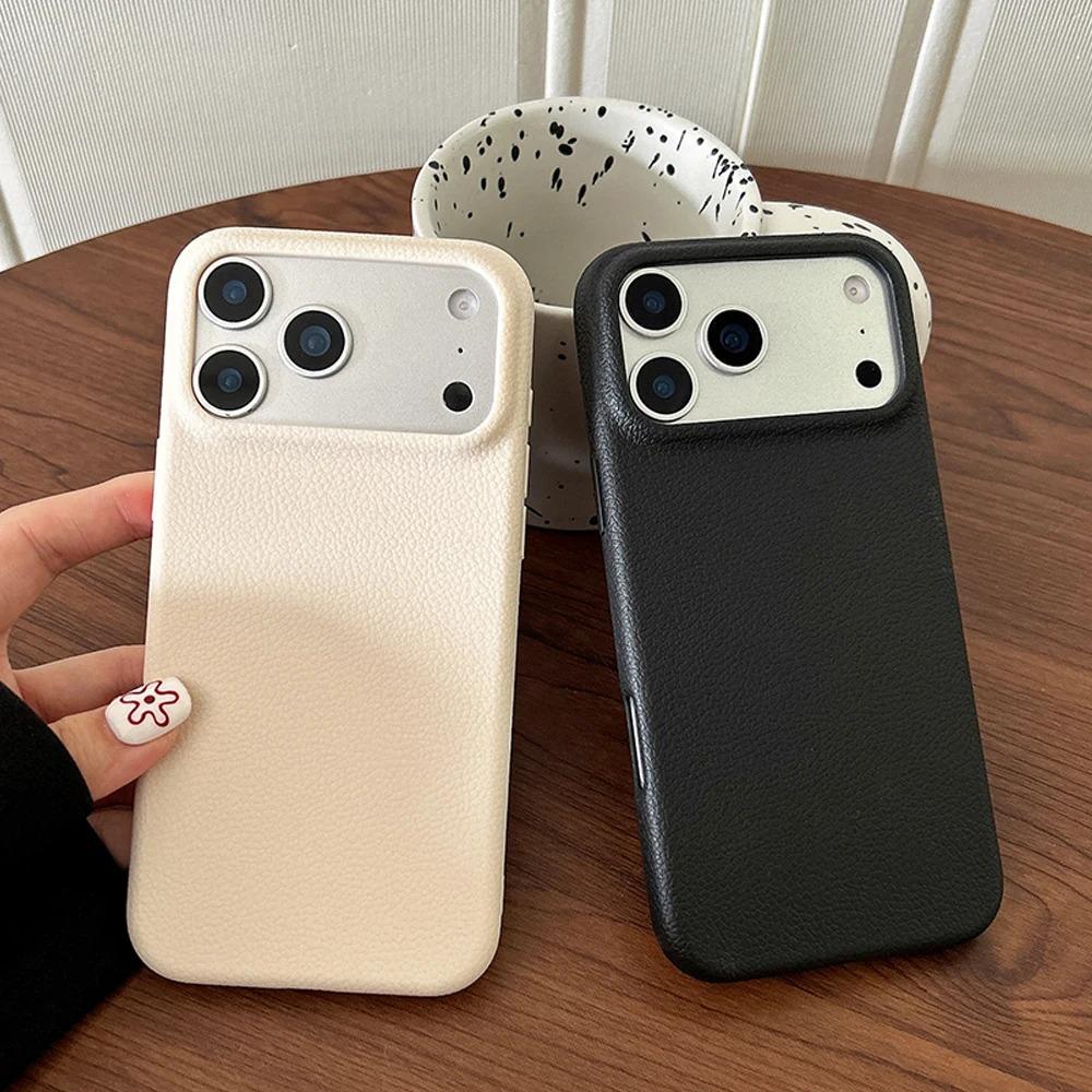 Luxury Leather Texture Phone Case For iPhone 18 Pro Max 17 Air 16 Plus 15 14 13 12 Pro Max Shockproof Soft TPU Cover Funda