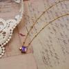 Rectangular Natural Amethyst Necklace Women'S Simple Light Luxury Does Not Fade Versatile Collarbone Chain Necklace Jewelry Girls