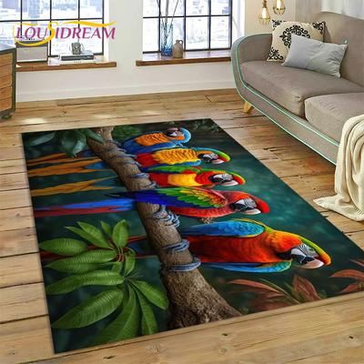 Colorful Parrot Macaw Budgerigar Bird Carpet Rug for Home Living Room Bedroom Sofa Doormat Decor,kid Area Rug Non-slip Floor Mat