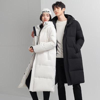 Herren Winter Daunenjacke Lang - Dick, Warm, Lockere Passform, Einfarbig, Mittellang, Über dem Knie.