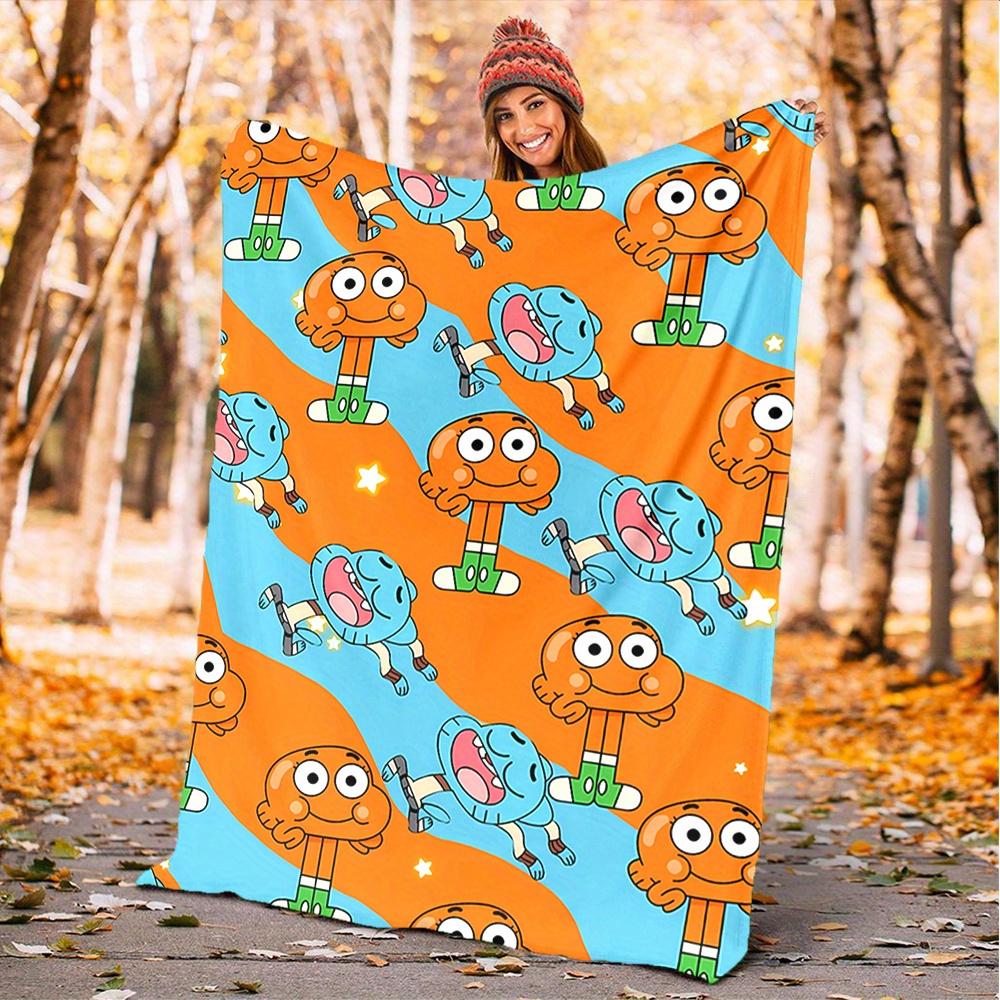 

1pc Gumball, Penny, Cartoon Digital Printed Flannel Blanket, Super Soft Plush Fleece Bed Cover, Multipurpose Four Season Blanket for Sofa, B 150x180cm