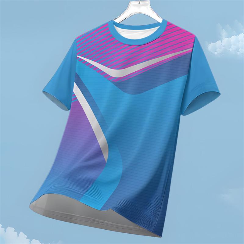 Men's Quick Dry Short Sleeve Sports T Shirt Fitness Running Badminton Sportswear T-shirt Summer Trendy Outdoor Breathable Tees