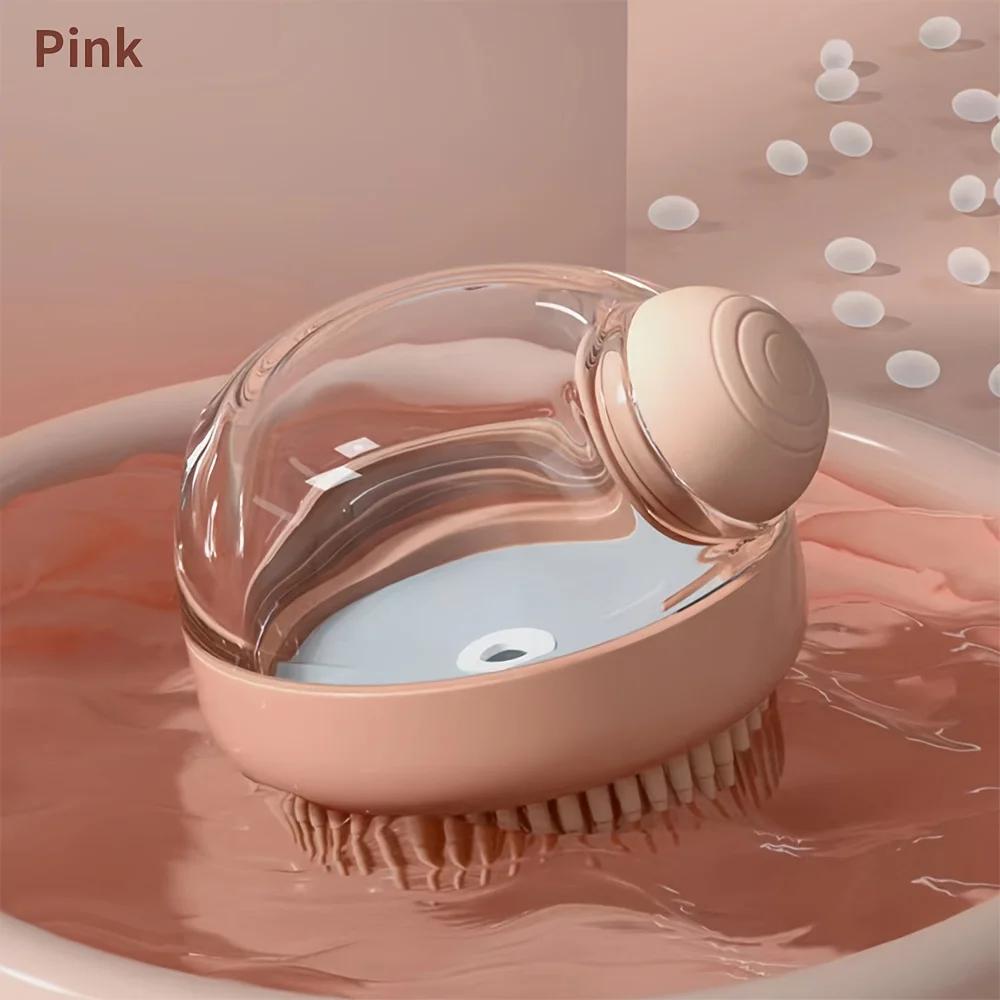 

Dog Bath Brush with Soap Dispenser Pet Grooming Massage Tool for Dogs Cats Long Haired Pets Silicone Bristle Shampoo Brush XS розовый