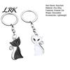Zinc Alloy Key Holder 2Pcs Black White Cat Keychain for Backpacks, Oil Dripping Enamel DIY Bag Pendant Kitten Ring, Metal Schoolbag Charm Decoration