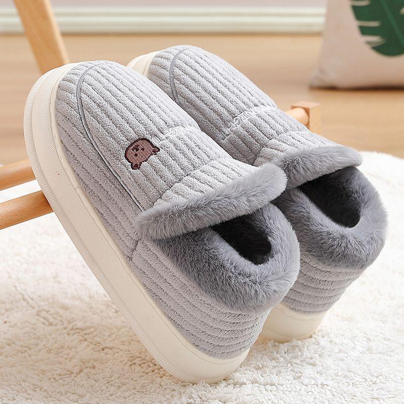 Cotton slippers winter bag heel outdoor wear indoor home non-slip cute plush couple cotton shoes