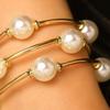 3Pcs Women Bracelet Adjustable Opening Design Imitation Pearl Stacking Bracelet Anti-Fading Alloy Versatile Jewelry
