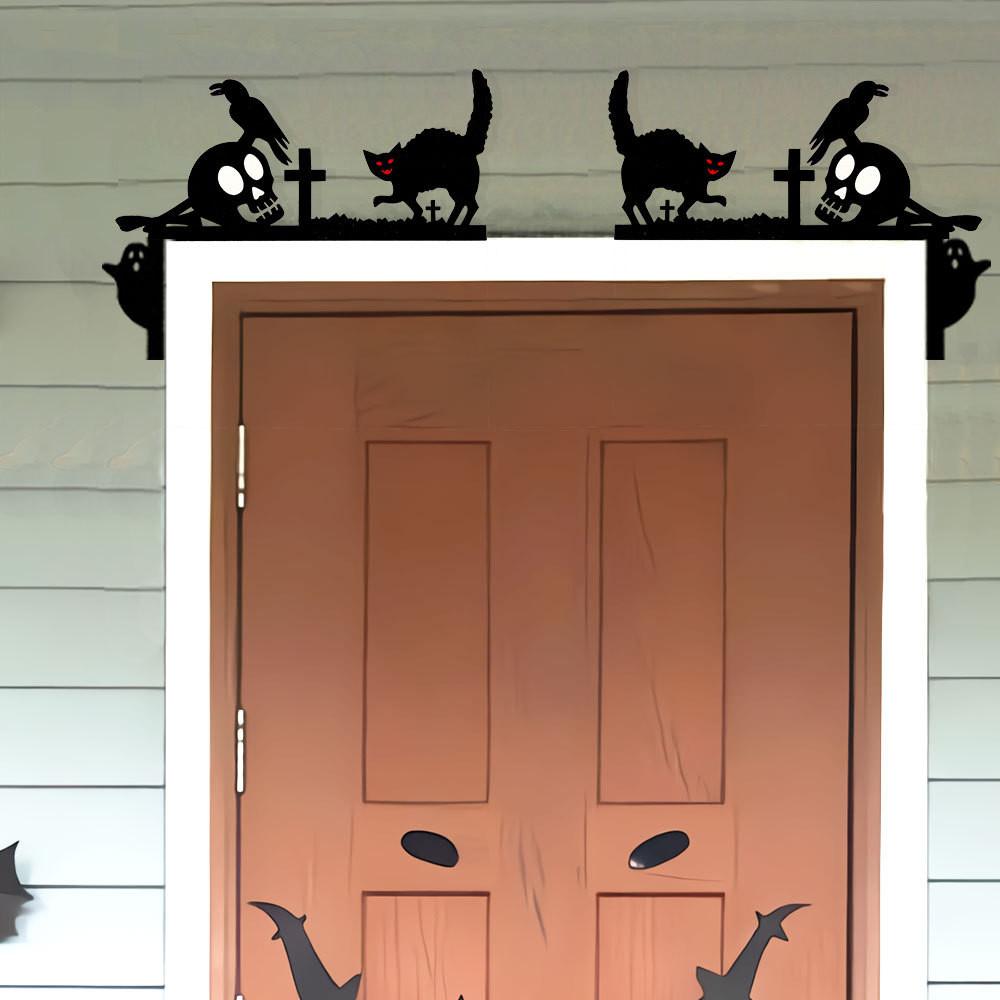 Wooden Halloween Decorative Door And Window Frames With Spooky Designs Themed