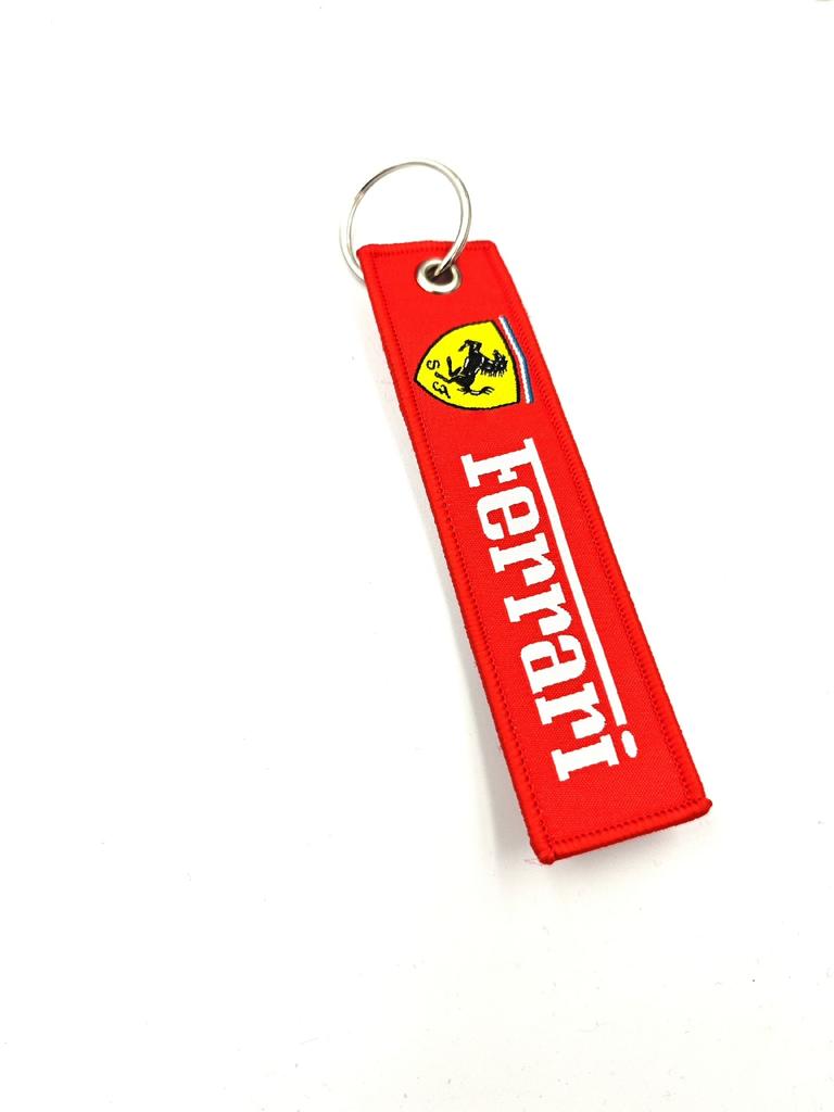 Hochwertiges zweiseitiges Stickerei-Logo Schlüsselanhänger Anhänger Dekoration Zubehör für Ferrari Roma 488 Portofino F8 Roma Spider SF90