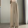New Wide-Leg Pants for Women Spring Summer Black Draped Straight Pants Loose Casual Pants for Women