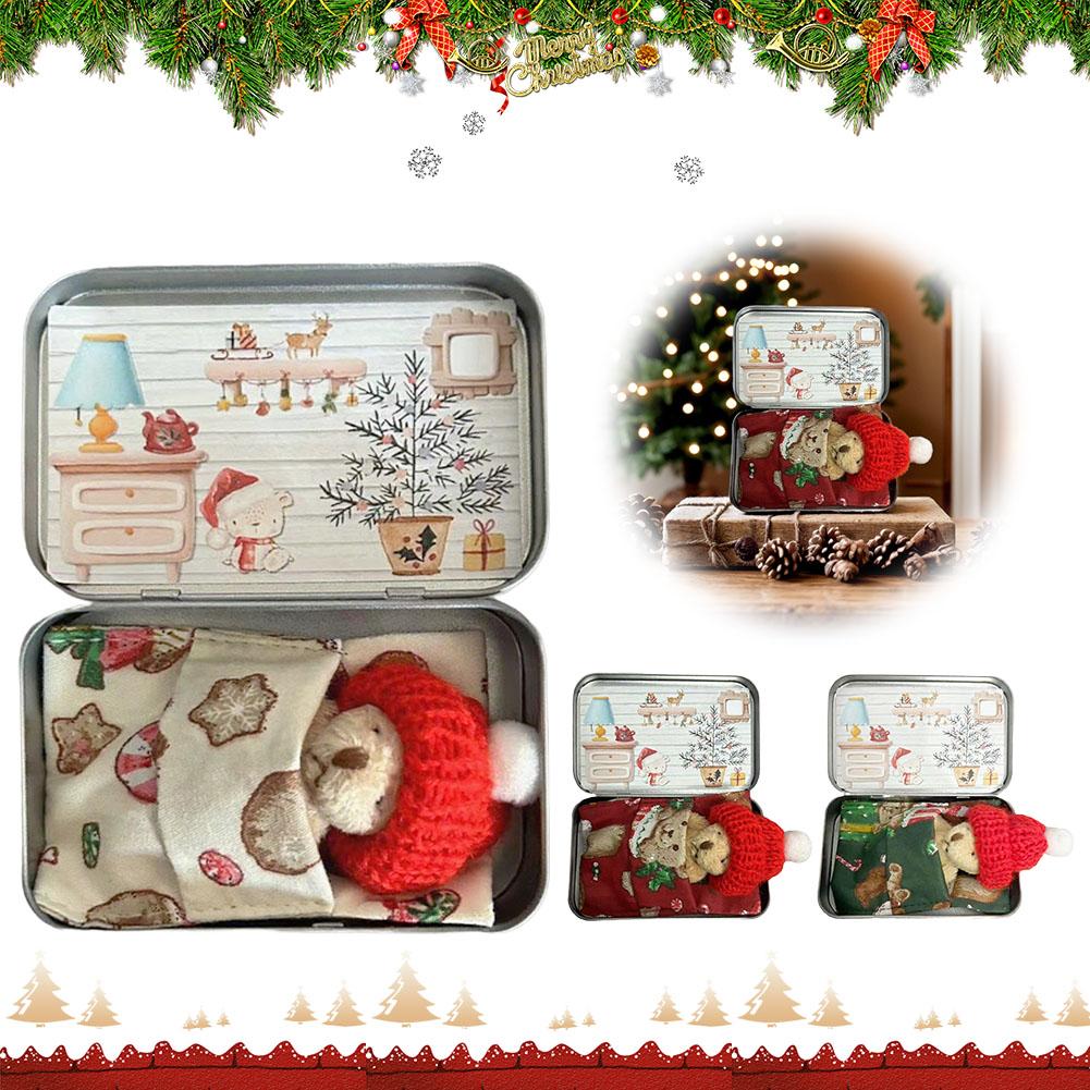 Pocket Bear Tin Mini Bear Pocket Toys Gift Stress Little Day Plush Buddy - Bear Lush Mini Bear Doll Children's Tin Box Doll New