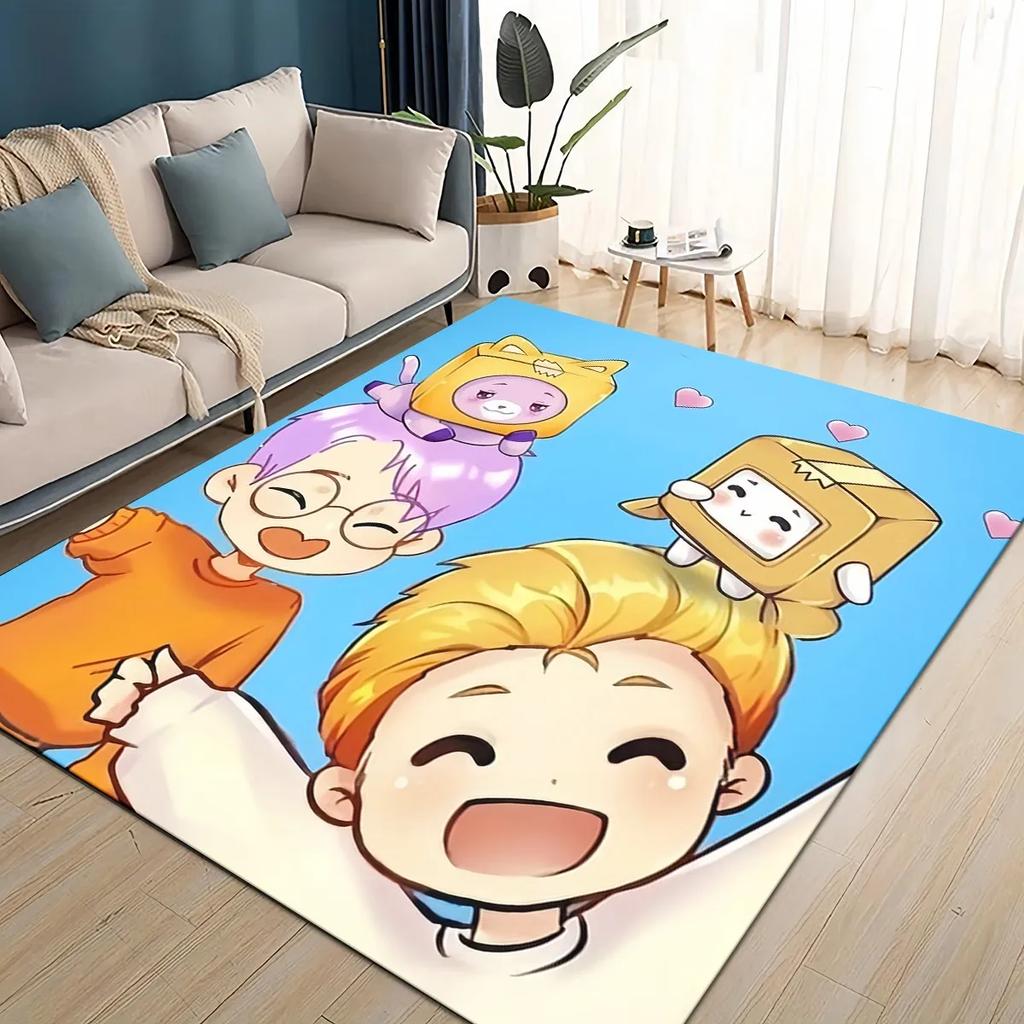 2025 New Style Lankybox Boxy Foxy Rocky Cartoon Carpet Rug for Living Room Bedroom Home Sofa Decoration,kids Non-slip Floor Mat