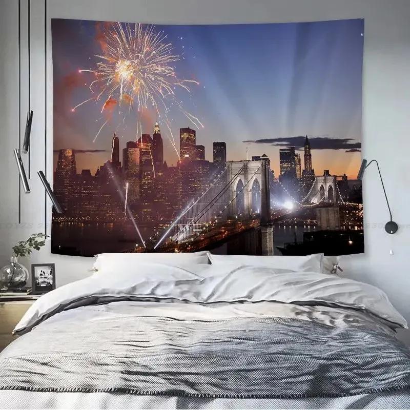 Dormitory Bedroom Tapestry Fireworks Cartoon Pattern Tapestry