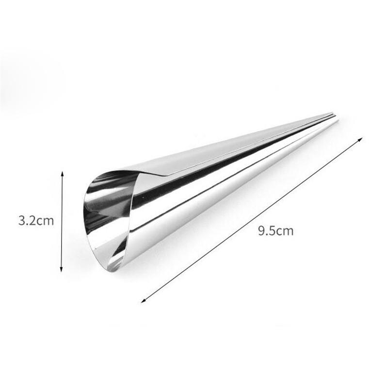 6pcs  Conical Tube Cone Roll Moulds Stainless Steel Spiral Croissants Molds Cream Horn Cake Bread Mold