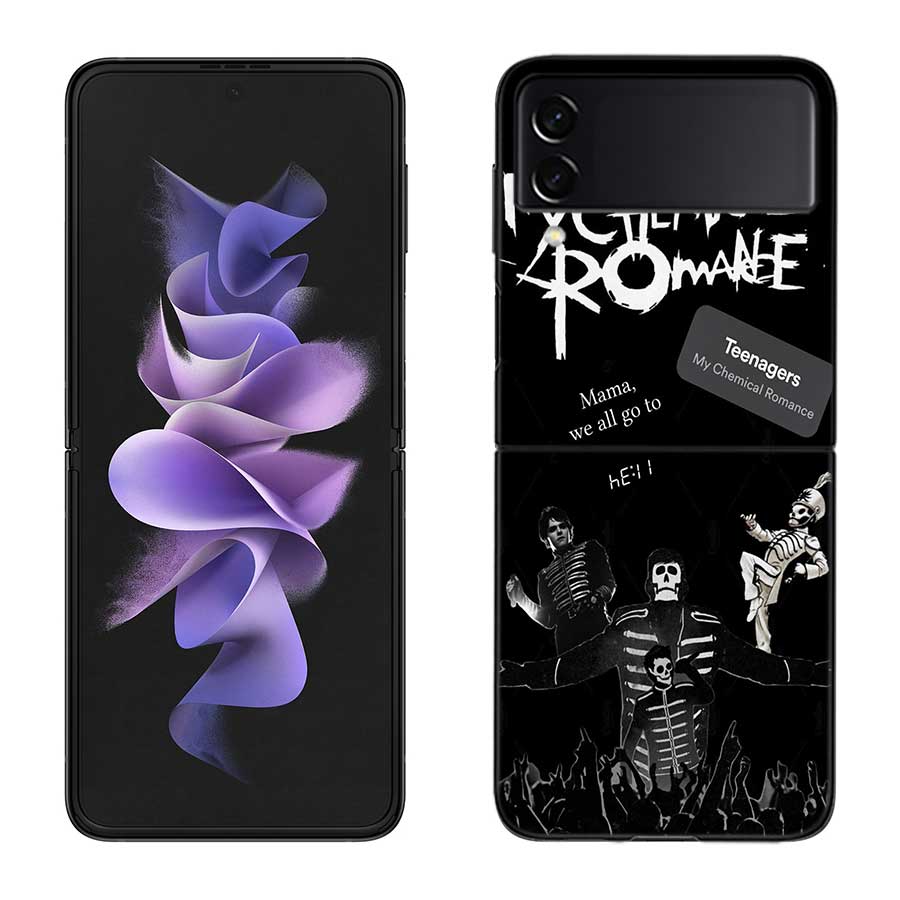My Chemical Romance MCR Phone Case For Samsung Z Flip 7 6 5G Galaxy Z Flip 5 4 3 Black Hard Cell Cover Luxury PC Shell Coque