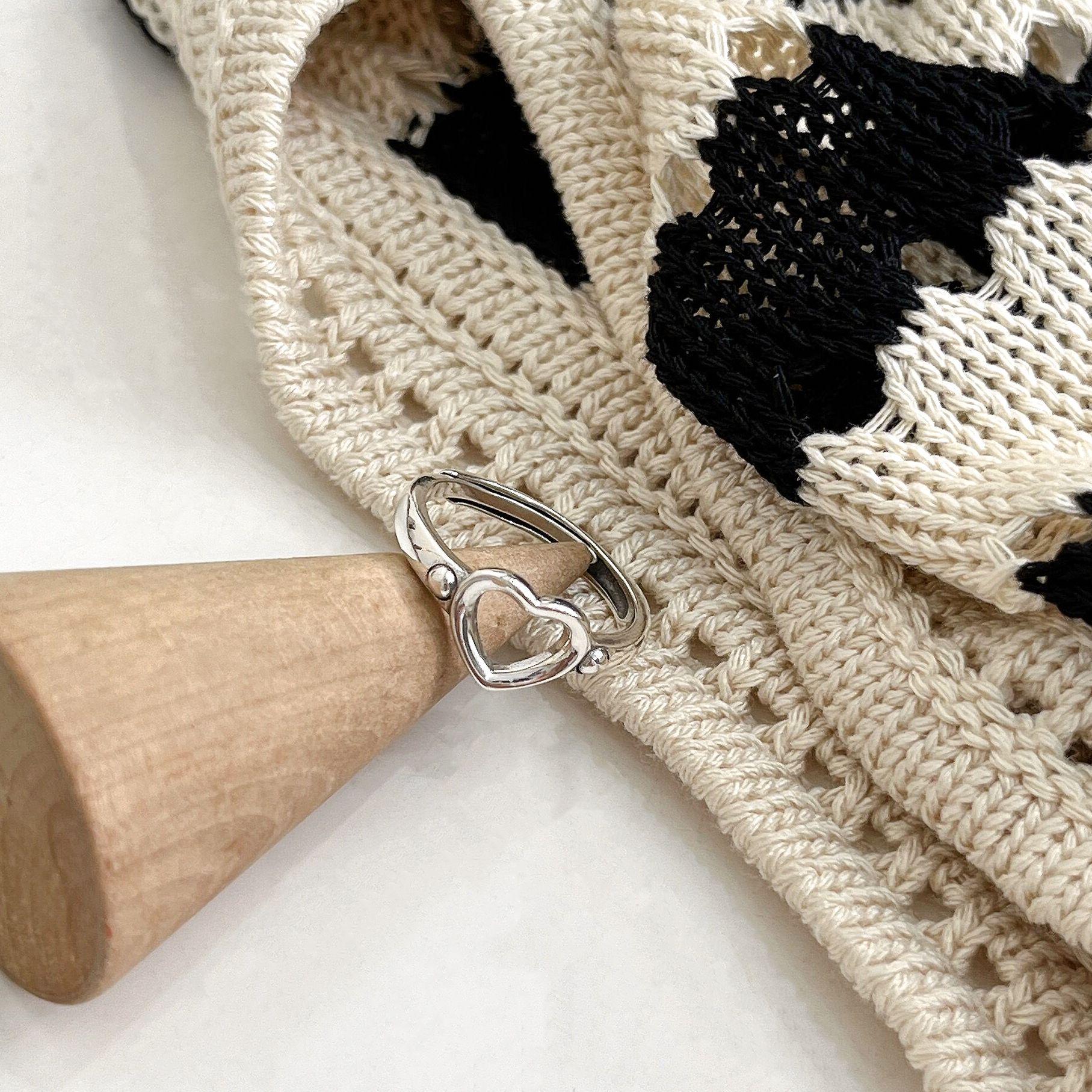 

Yinruitai S925 Стерлинговое Серебро Сердце Регулируемое Женское Кольцо - Открытое, Холодный Стиль, Универсальная Мода