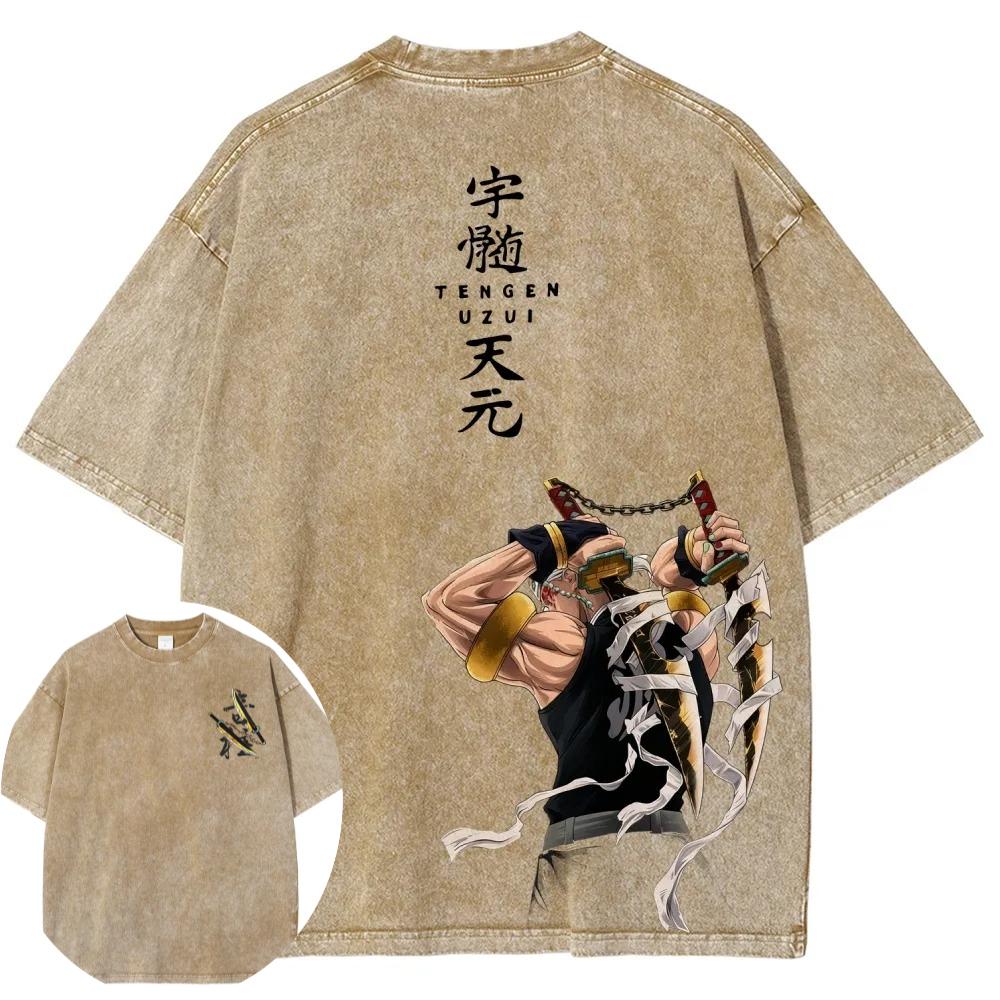 

Клинок Истребителя Демонов Мужская и Женская Стиранная Футболка с Принтом Tianyuan Yuti Футболка Y2K Повседневная с Коротким Рукавом S