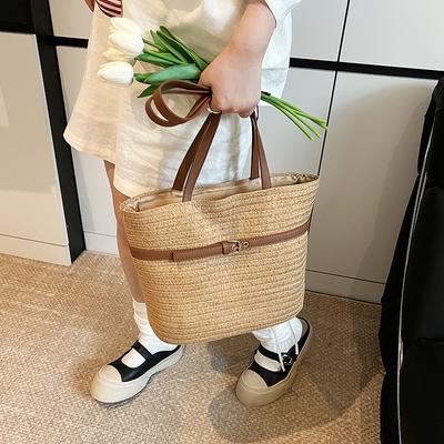 Große Kapazität Lässige Gewebte Tasche, Urlaubs-Strandtasche, Nischen-Pendler-Umhängetasche
