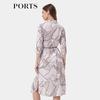 PORTS Women's Spring/Summer Printed Silk Shirt Dress
