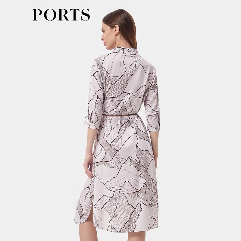 PORTS Women's Spring/Summer Printed Silk Shirt Dress