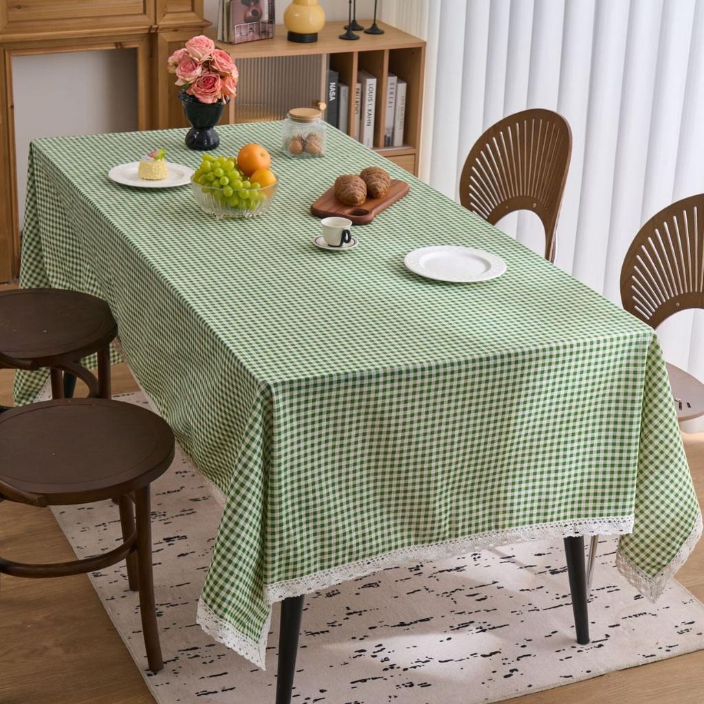 Plaid Print Small Fresh Pastoral Tablecloth Tablecloth Household Cover Towel Lace