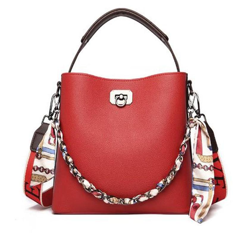 Bag New Product Design Niche Bucket Bag ODM Generation Leather Lychee Pattern Portable Messenger Bag Free Silk Scarf