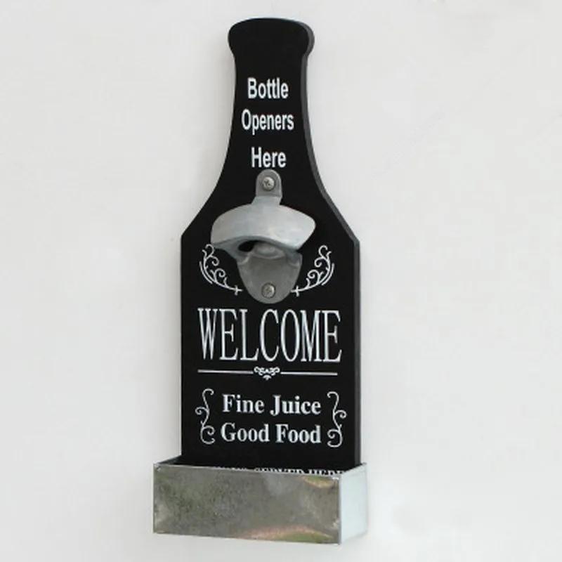 Wooden Wall Mounted Beer Bottle Opener Creative Wall Decoration For Bars And Restaurants Retro Home Decoration Accessories