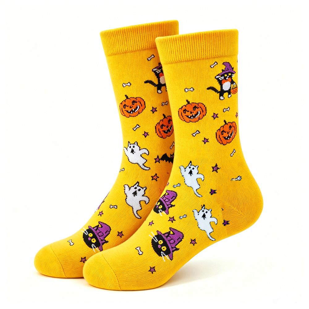 Halloween Men's Women's Autumn Winter New Products Pumpkin Bat Socks Fashionable Comfortable Warm Socks