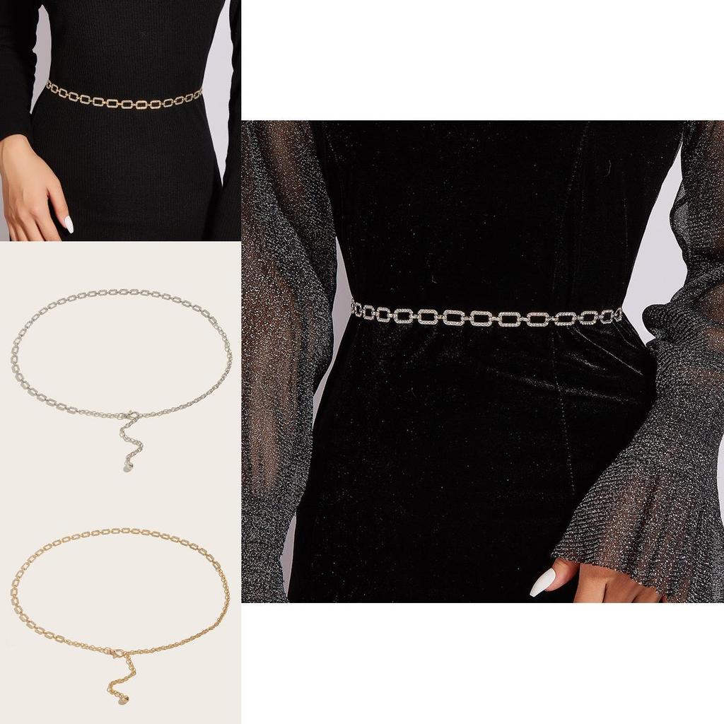 Trendy Metal Waist Chain With Water Drilling Detailing For Dress And Skirt Enhancement