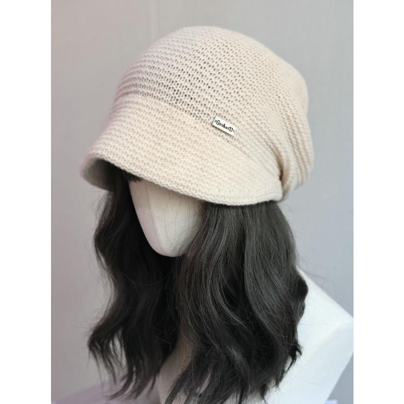 Japanese Style Artistic Autumn and Winter Warm Knitted Pile Hat  Loose Face Covering Woolen Hat for Women