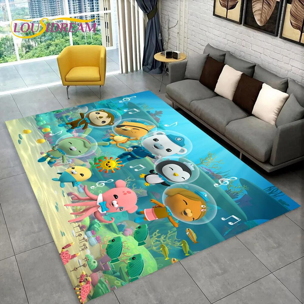 Tappeto Tappeto Carino Cartone Animato Barnacles degli Octonauts per Soggiorno Camera da Letto Decorazione Casa, Tappetino Antiscivolo per Divano Zerbino Regalo Bambini