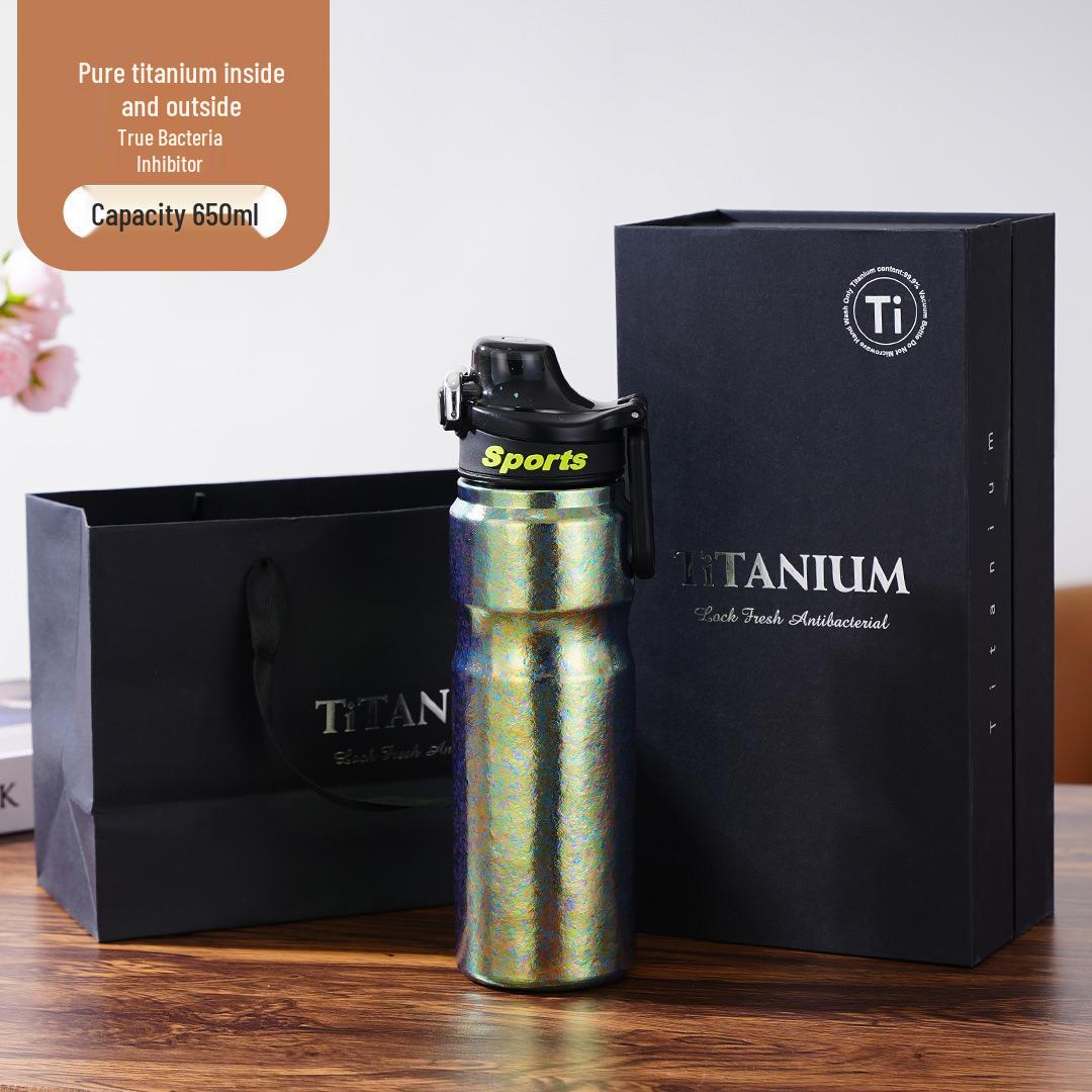 Титановая термобутылка для воды - Портативная, большой емкости, унисекс, с двойными стенками и вакуумной изоляцией 650ml