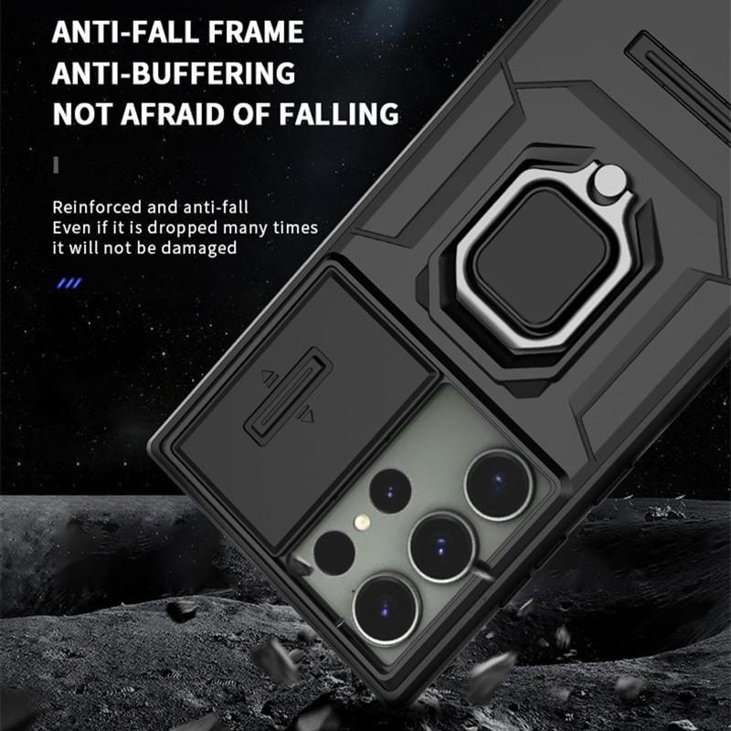 Für Samsung Galaxy S24 Hülle Für S23 S24 Plus Ultra Hülle Linsen-Schiebefenster-Schutz Armor Stoßfest Halter Magnetischer Bumper