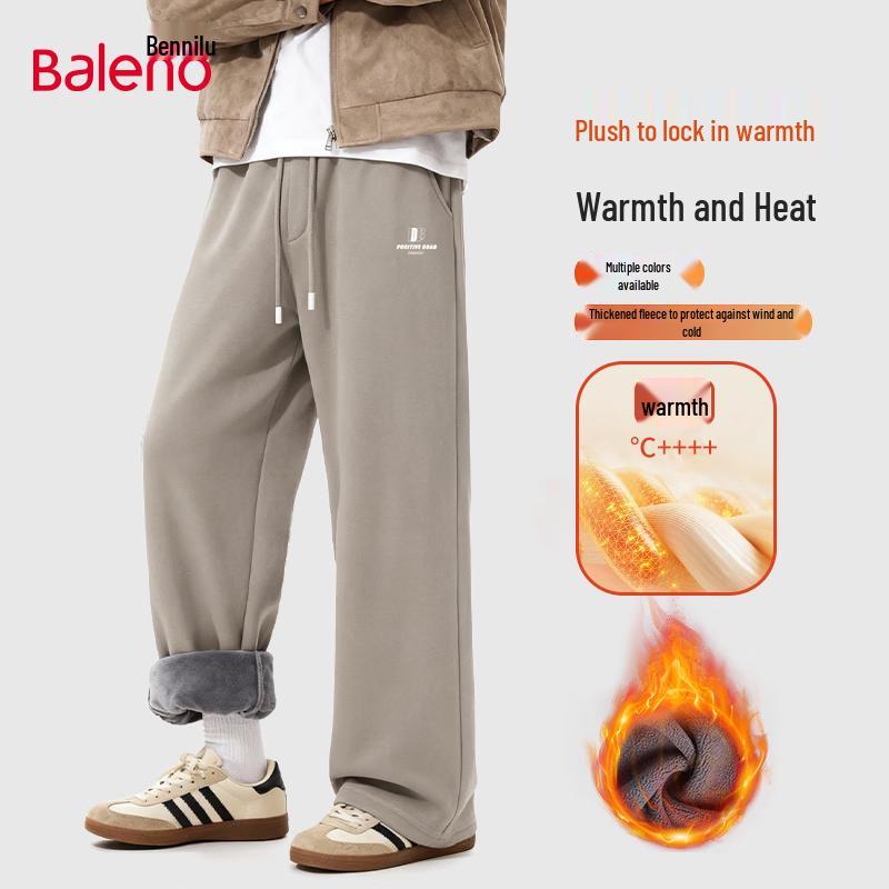 Baleno Men's Winter Loose-Fit Wide-Leg Warm Casual Pants