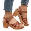 Round Head Thick Heel One-word Buckle Sandals Summer New Simple Strap High Heel Fashion Sandals