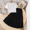 Girls' Casual Set - Summer Children's Fashionable Top and Skirt Set (two-piece)
