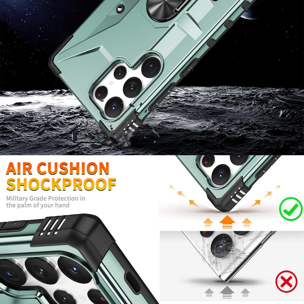 For Samsung Galaxy S25 Ultra Case PC+ TPU Anti-Drop Phone Cover with Ring Kickstand