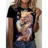 Summer Dragon Phoenix Cloud 3D Print T-shirts Women Streetwear Casual Fashion Short Sleeve T Shirt O-neck Tees Tops Clothing