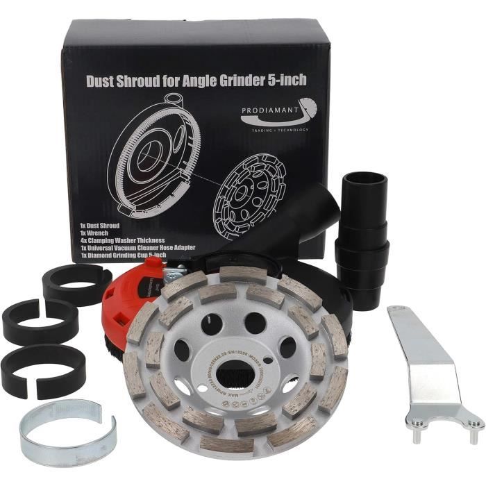 Prodiamant kit capot d'aspiration avec brosses pour meuleuses d'angle,y compris meule diamantée 125mm