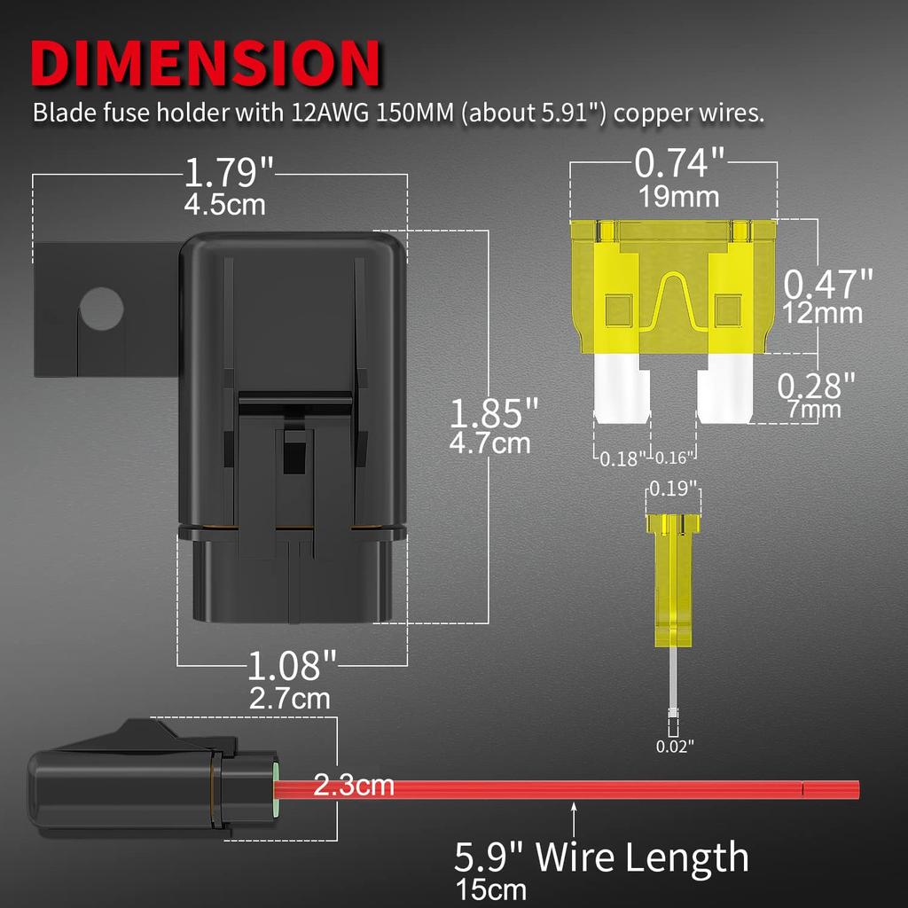 KILIGEN 2 Pack IP67 Waterproof 12AWG Gauge Wiring Harness Inline Fuse Holder ATC/ATO 20A/30A/40A